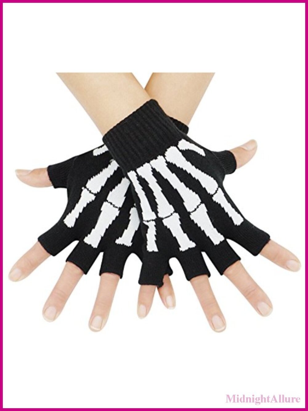 Unisex Stretchy Fingerless Skeleton Gloves Knit Hand Warmers
